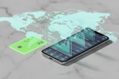 Smartphone com o aplicativo e o passo a passo de como abrir uma conta na Wise para realizar transações globais.