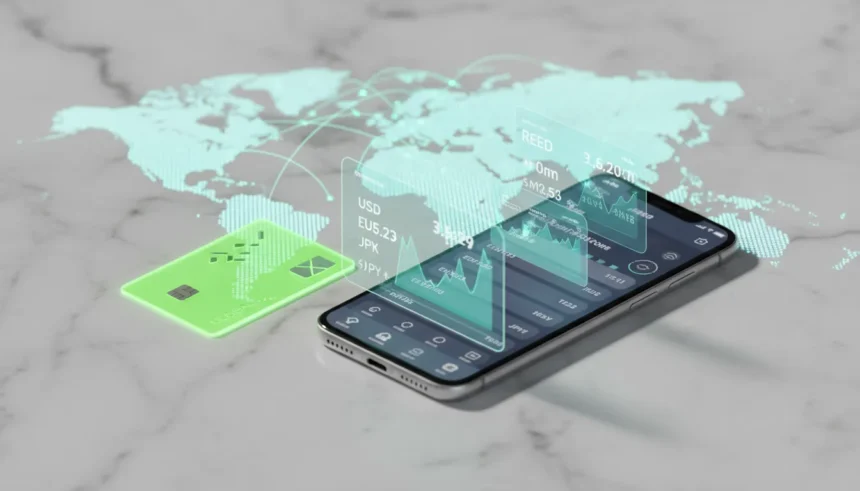 Smartphone com o aplicativo e o passo a passo de como abrir uma conta na Wise para realizar transações globais.