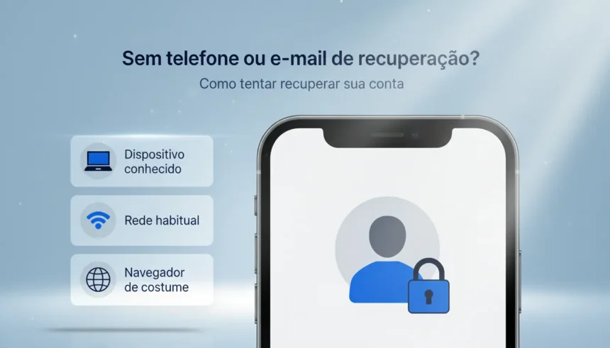Pessoa usando notebook para recuperar conta gmail sem o telefone ou email de recuperação em ambiente de escritório.