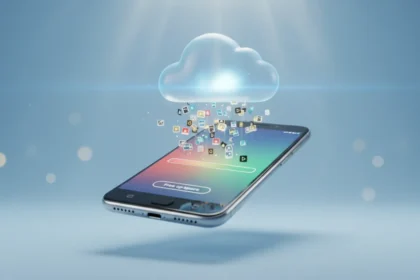 Smartphone Android exibindo o Google Fotos para liberar espaço no celular e salvar fotos com segurança na nuvem.