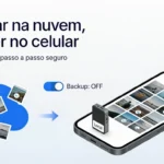 Tela de celular com o tutorial de como apagar fotos do Google Fotos, sem apagar do celular em um guia ilustrado.