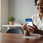 Pessoa usa o celular no Portal da AGT. Saiba como atualizar o seu NIF sem sair de casa usando apenas o seu BI.