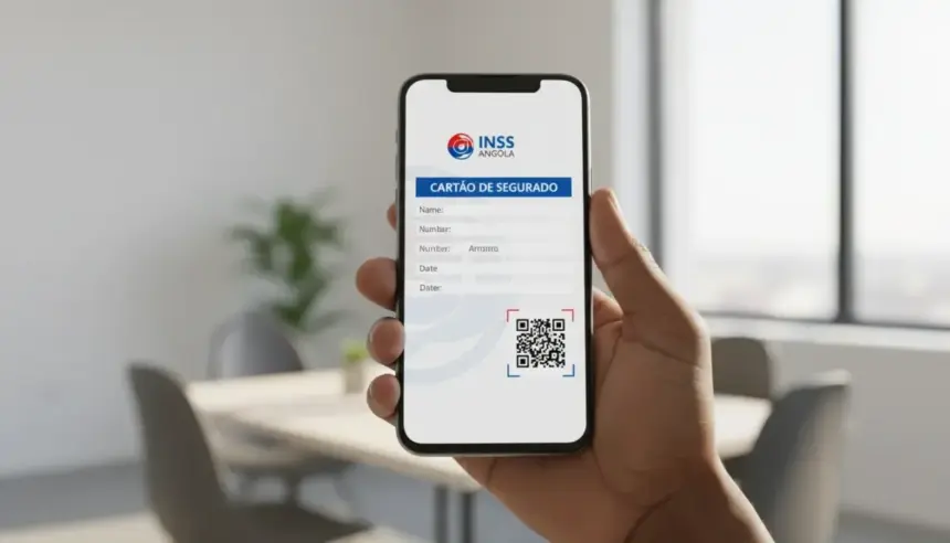 Pessoa acessando o portal para baixar o Cartão de Segurado do INSS Angola de forma rápida no celular.