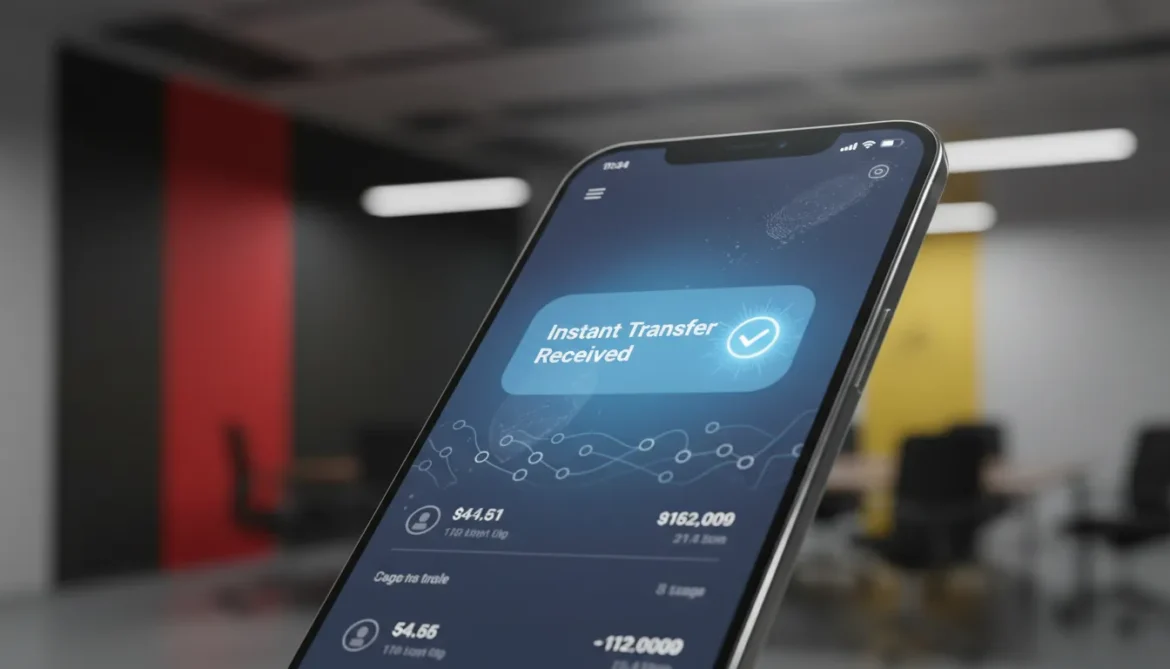 Celular exibindo passo a passo de como receber uma transferência express e aceitar valores pendentes em Angola.