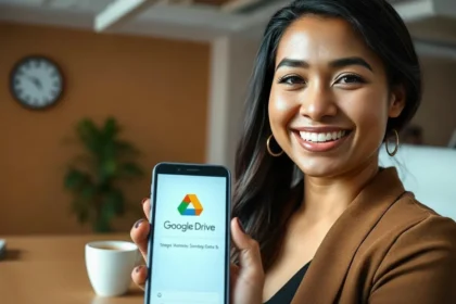 Gráfico dos 15 GB do Armazenamento da conta Google destacando o uso de espaço entre Drive, Gmail e Fotos.