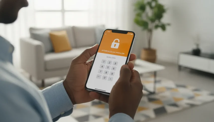 Smartphone com erro de conta Multicaixa Express suspensa e ícone de relógio indicando o tempo para desbloqueio do app.