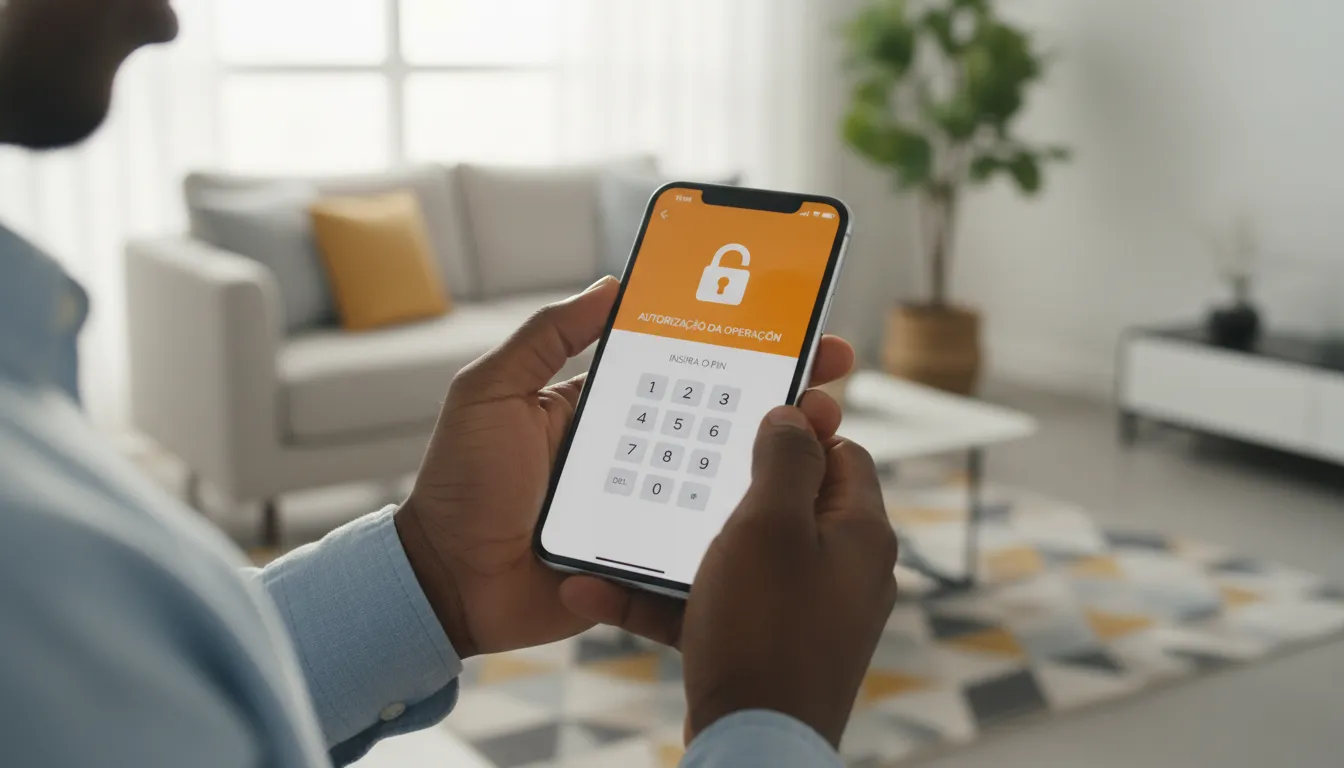 Smartphone com erro de conta Multicaixa Express suspensa e ícone de relógio indicando o tempo para desbloqueio do app.