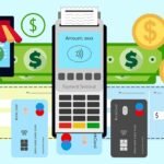 a payment terminal and credit cards