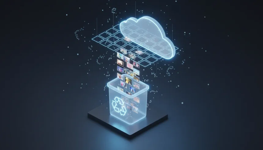 Interface do celular mostrando como restaurar fotos apagadas da lixeira no Google Fotos ao clicar no botão restaurar.