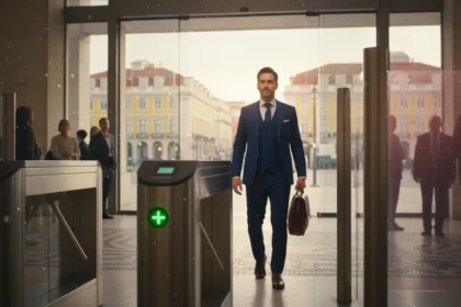 Passaporte e documentos sobre a bandeira de Portugal ilustram as novas regras do Visto para Procura de Trabalho.