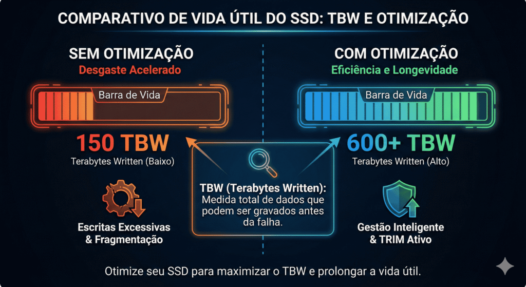 Vida Útil do SSD: 5 Segredos Ocultos Para Seu Disco Durar Anos 2 Barra de vida de um ssd