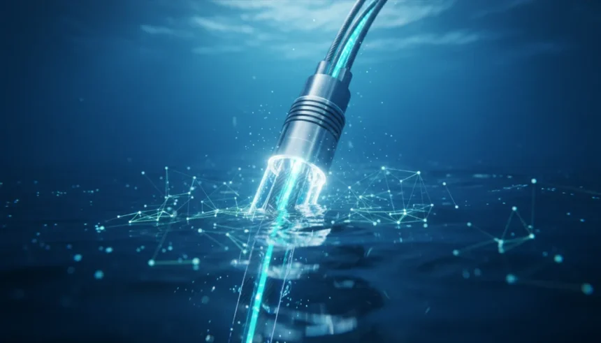 Cabo Submarino 2Africa: Revolução na Internet de Angola Começa 1 Cabo Submarino 2Africa conectando a costa de Angola, simbolizando a revolução na internet do país.