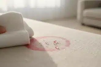 Mãos limpando sujeira em camisa branca para mostrar como tirar manchas de comida rápido sem danificar o tecido.