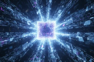 Circuito neural digital com poucos blocos de dados esparsos, ilustrando a escassez de dados IA e seu impacto