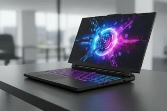 Notebook gamer Lenovo vaza Legion Pro com tela rolável para a CES 2026, exibindo a tela OLED expandida e design futurista.