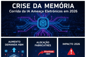 Crise da Memória: Ameaça da IA aos eletrônicos em 2026, evidenciando desafios na tecnologia.