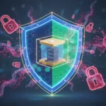 Escudo digital com rachadura, expondo dados e a ameaça de fechar portas na Cibersegurança para pequenas empresas