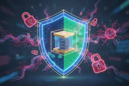 Escudo digital com rachadura, expondo dados e a ameaça de fechar portas na Cibersegurança para pequenas empresas