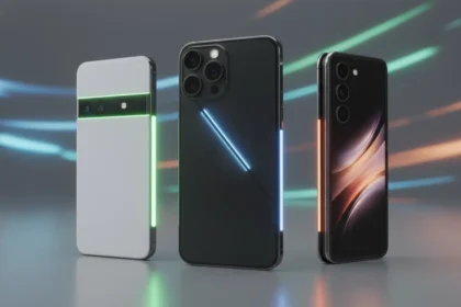 Comparativo dos melhores smartphones 2025: iPhone 17 Pro, Pixel 10 e Galaxy Z Fold 7 lado a lado.