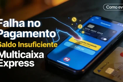 Interface do aplicativo Multicaixa Express, mostrando telas de transações e acesso a serviços bancários