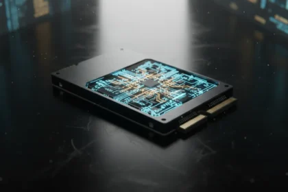 SSD em close-up com ícones de manutenção, destacando 5 segredos para otimizar a Vida Útil do SSD