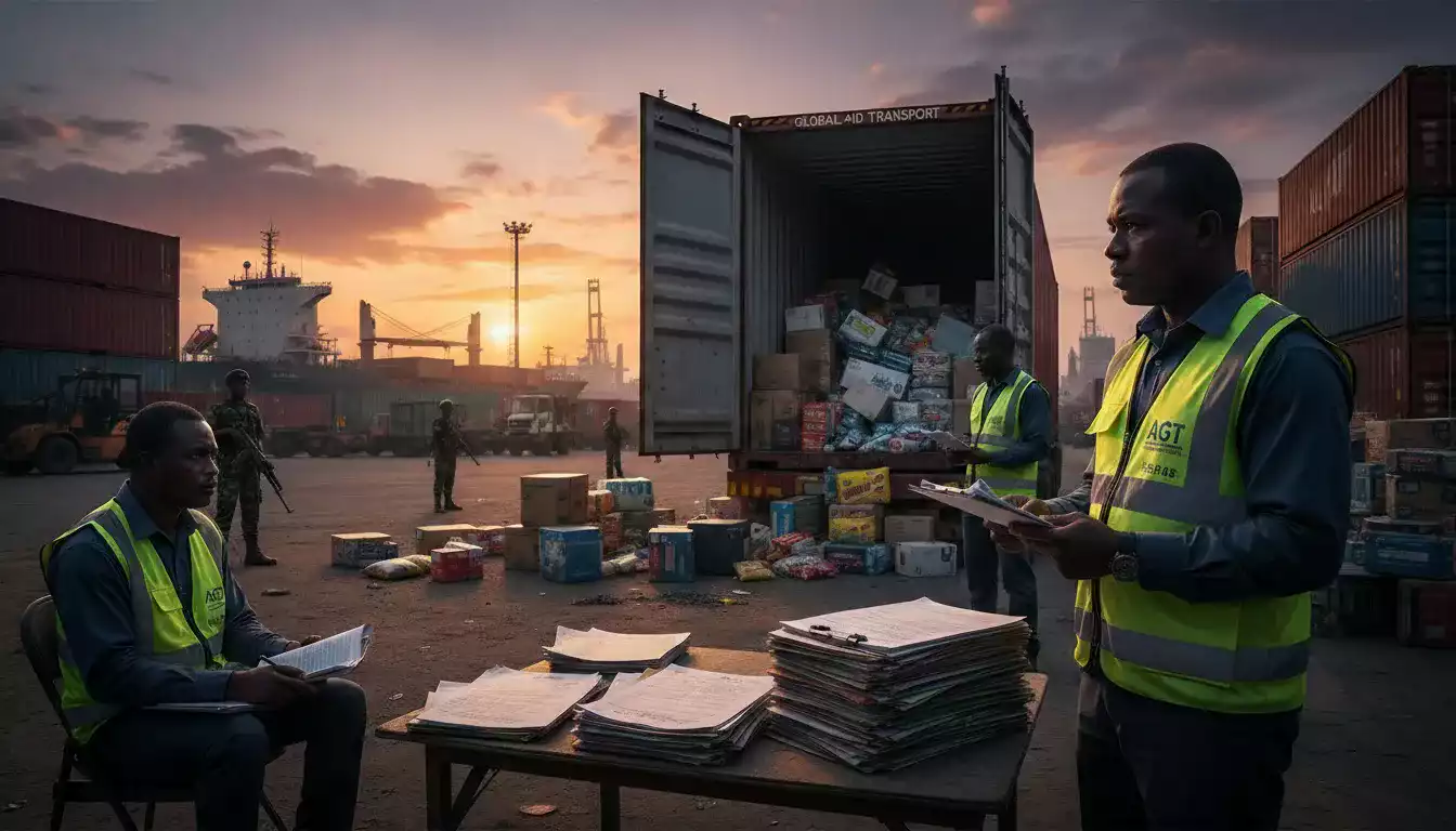 Dez contentores apreendidos pela AGT em viana em pátio logístico sob fiscalização judicial em Luanda.