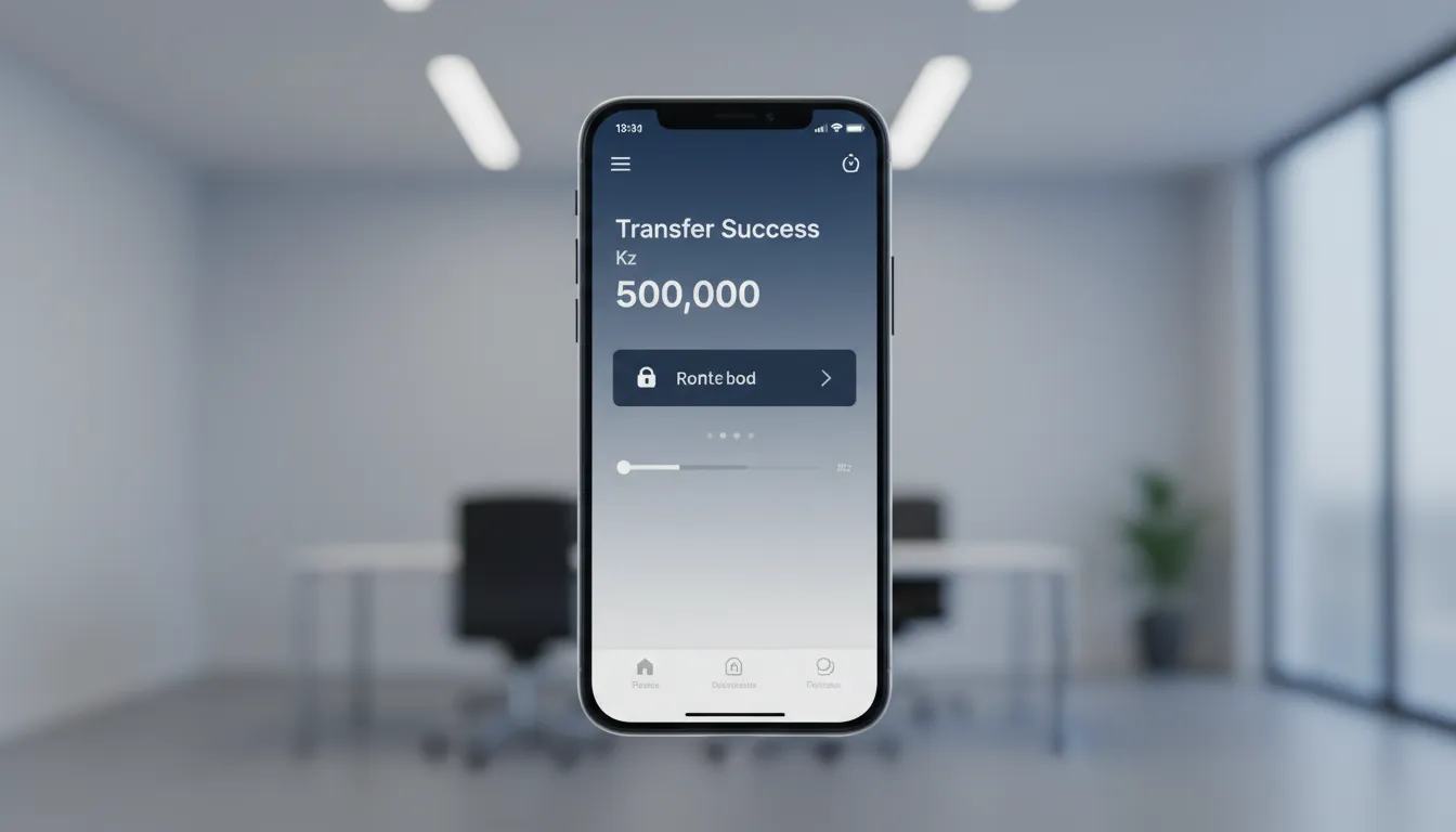 Tela de smartphone mostrando como fazer uma transferencia no Multicaixa Express e o novo limite de 500 mil Kz.
