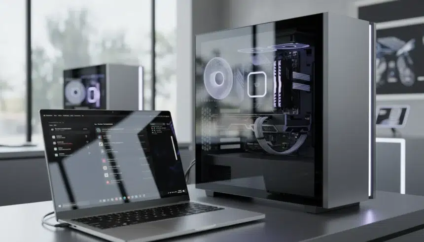 Pessoa avalia requisitos de hardware ao comprar um computador novo para substituir modelo antigo.