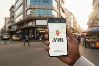 Gráfico sobre erro de configuração no Google Meu Negócio que torna empresas invisíveis nas buscas e mapas locais.
