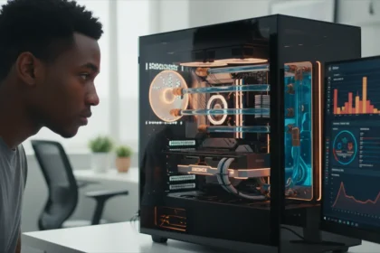 Gráficos de desempenho e sensores térmicos para monitorar a temperatura do PC e prevenir danos ao hardware.