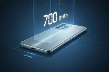 Smartphone Realme 16 Pro+ com design premium, tela de bordas infinitas e conjunto de câmeras traseiro em destaque.