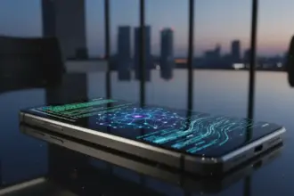 Logotipo do Google e Android frente à bandeira da União Europeia, simbolizando o prazo para abertura de recursos de IA.