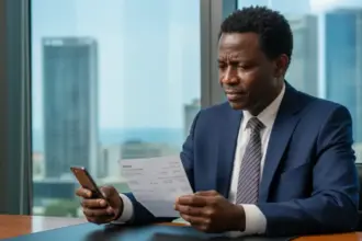 Trabalhador confere se a sua empresa está a fazer o seu pagamento na Segurança Social ao analisar recibo de salário.