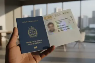 Passaporte e relógio ilustrando o prazo do visto para Portugal e o tempo de aprovação estimado para o ano de 2026.