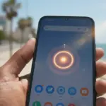 Smartphone exibe a interface do Android 16 brilho automático ajustando a luminosidade da tela de forma inteligente.