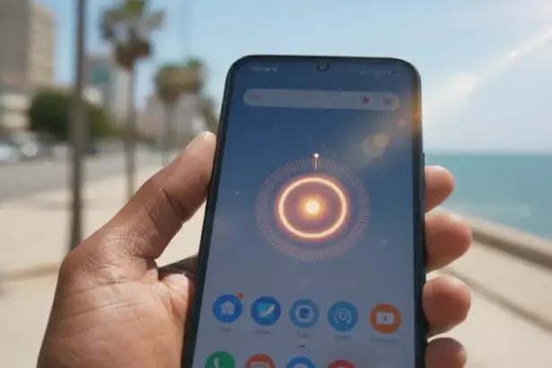 Smartphone exibe a interface do Android 16 brilho automático ajustando a luminosidade da tela de forma inteligente.