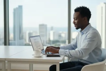 Pessoa usando notebook para solicitar a Certidão de Não Devedor agt online e evitar filas no serviço presencial.