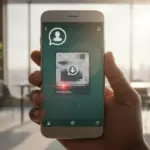 Celular com logo do WhatsApp mostrando que uma fotografia pode infetar o telemóvel e expor dados bancários sensíveis.