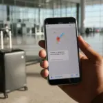Smartphone com mapa de localização em chat e mala, destacando as novas funções Android março 2026.