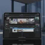 Novo iPad Air em teste de desempenho real, destacando sua potência de nível Pro e o design fino característico da Apple.