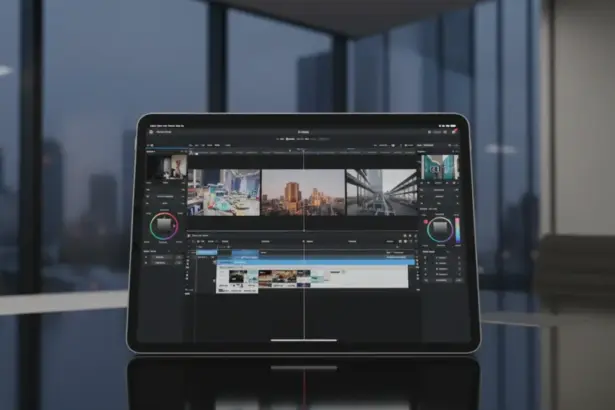 Novo iPad Air em teste de desempenho real, destacando sua potência de nível Pro e o design fino característico da Apple.
