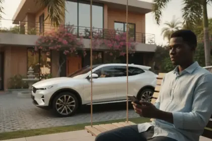 Pessoa usa notebook em casa para cadastrar automóvel e pagar ivm pelo portal de serviços de forma prática.