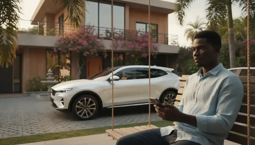 Pessoa usa notebook em casa para cadastrar automóvel e pagar ivm pelo portal de serviços de forma prática.