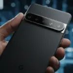 Smartphone Pixel 11 Pro com componentes internos em destaque ilustrando possíveis correções de hardware.