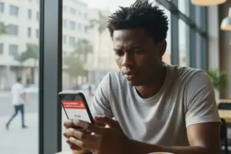 Símbolo de interdição sobre logotipos de aplicativos em um smartphone, indicando a proibição redes sociais.