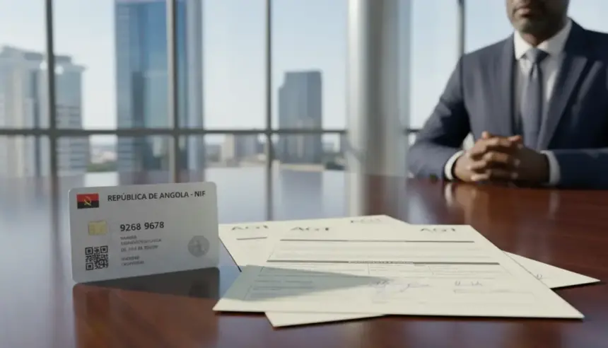Documentos da AGT e formulários fiscais organizados para explicar como tratar NIF Angola sob as regras de 2026.