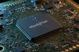 Smartphone com processador em destaque sob aviso de alerta pela vulnerabilidade MediaTek Android.