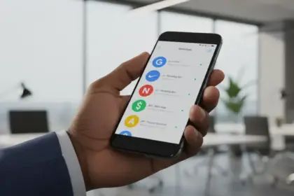 Logo do WhatsApp no Brasil com diversos ícones de chatbots, simbolizando a abertura para empresas concorrentes.