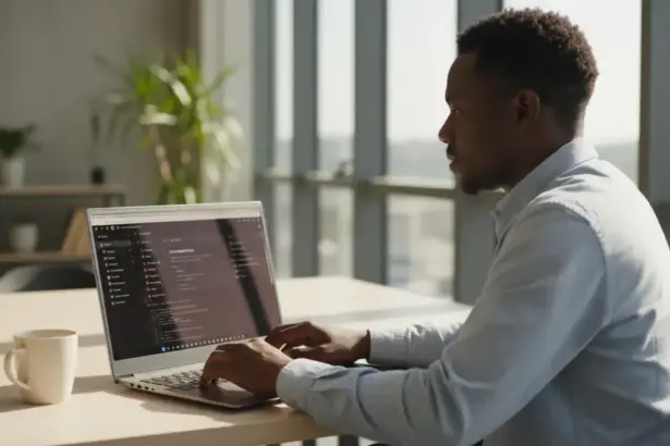 Interface do workspace privado rodando WordPress no navegador em um monitor, destacando o novo ambiente de edição.