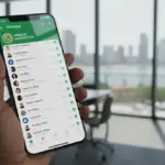 Interface de celular onde o WhatsApp testa subscrição paga com chats fixados e menus de personalização exclusivos.
